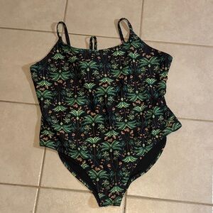 Old Navy Black Tropical Print Swimsuit
